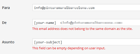 This email address does not belong to the same domain as the site.